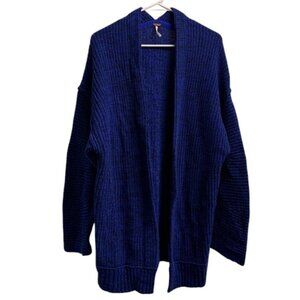 Free‎ People Women’s L Blue Oversized Cardigan Sweater Open Front Knit Boho